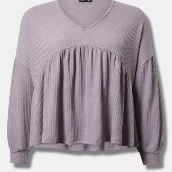Torrid Lilac Waffle V neck Sz 0 BNWT - Picture 5 of 11
